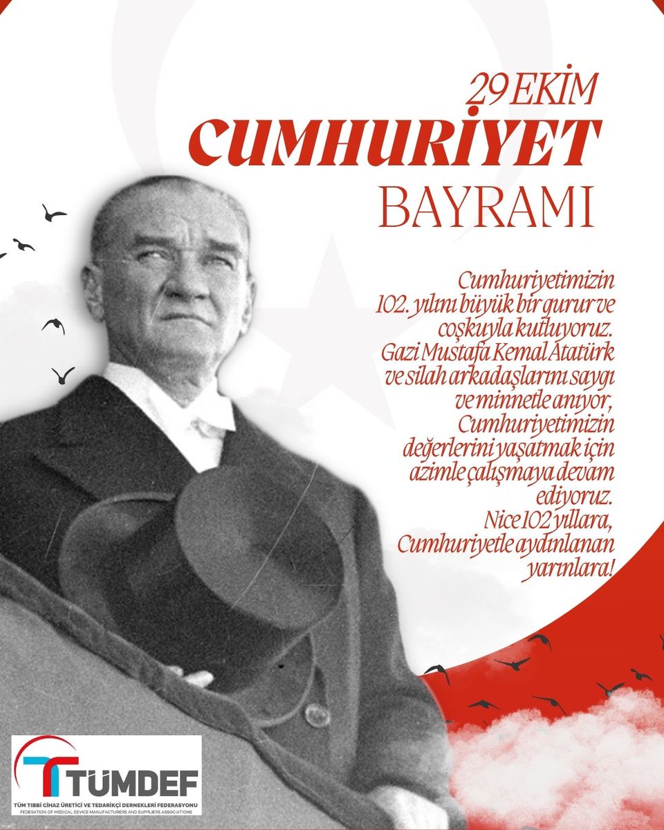 Cumhuriyetimizin 102. yılını büyük bir gurur ve coşkuyla kutluyoruz.
Ulu Önder Gazi Mustafa Kemal Atatürk ve silah arkadaşlarını saygı ve minnetle anıyor, Cumhuriyetimizin değerlerini yaşatmak için azimle çalışmaya devam ediyoruz.

Nice 102 yıllara, Cumhuriyetle aydınlanan