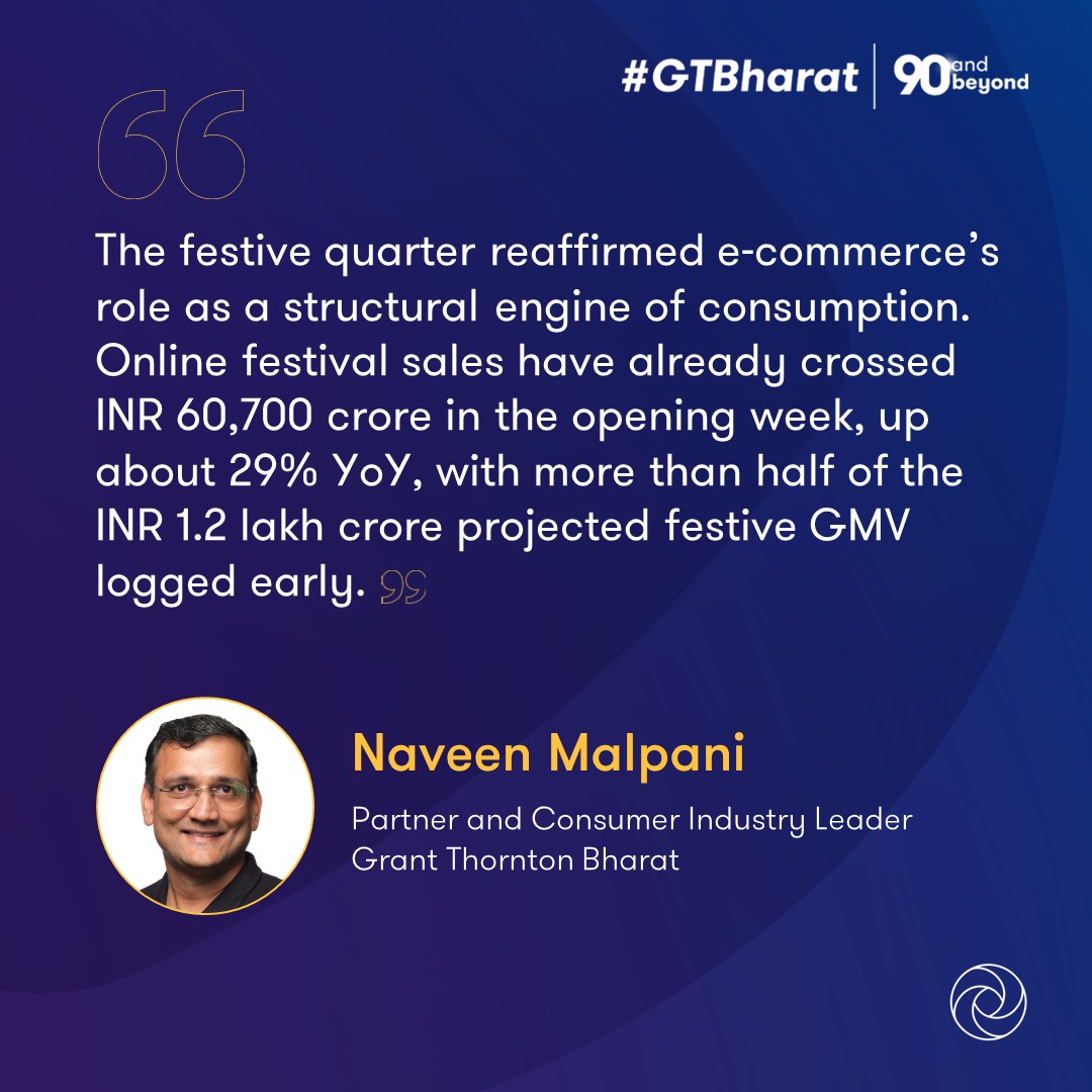 GrantThorntonIN's tweet image. Our leader shares view on how strong festive demand and online sales trends are shaping consumption patterns, reinforcing e-commerce as a key growth driver for the sector.

Read @TOIIndiaNews article: brnw.ch/21wWZe7

#RetailIndustry #Ecommerce #ConsumerTrends