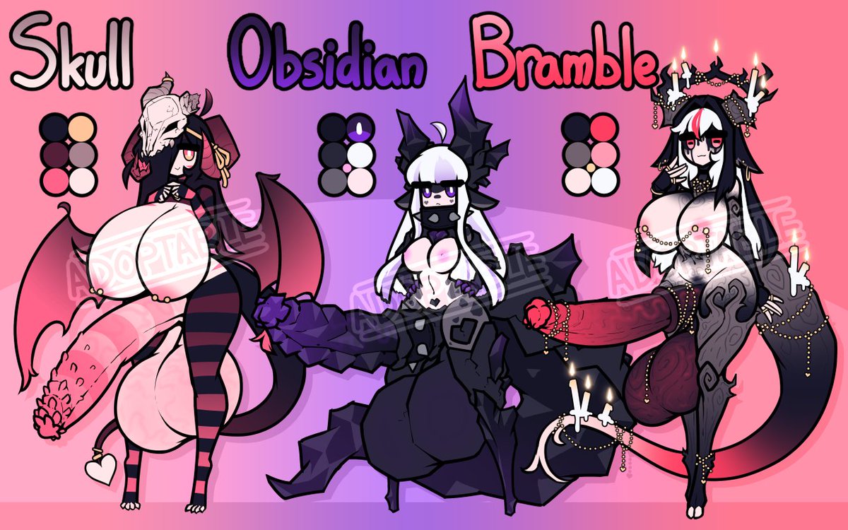 Adoptables! Got bored with taking time off, so I put together some Spooktober waifus. 

We've got a walking fire hazard, a haircare nightmare, and ruined Nether portal!