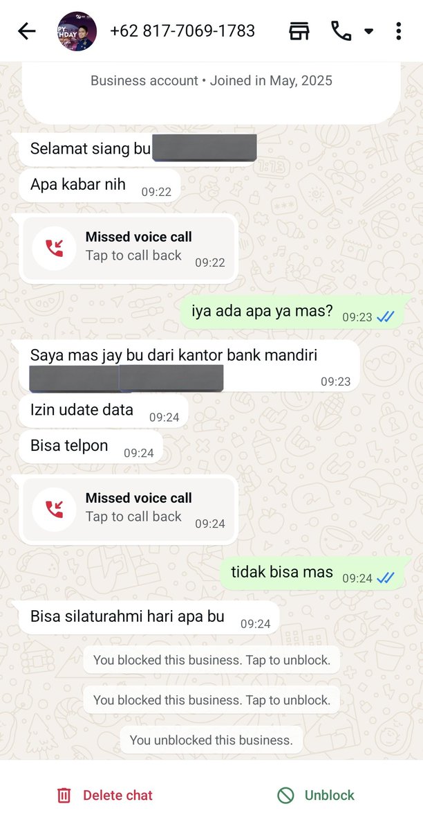 voiolate's tweet photo. @mandiricard @mandiricare tolong dong next time kasih briefing sales kalian buat lebih beretika dalam berkomunikasi dengan customer. biasakan untuk sopan+formal dan jangan sok akrab gini🙄 apa maksudnya tiba2 maksa call gini padahal saya belum memberi izin untuk boleh call?? https://t.co/0SYnQOsD8E