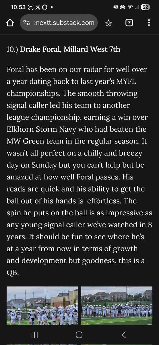 Keep grinding <a href="/Drake4L27/">Drake Foral</a>. Congrats to you and your <a href="/2031MWJrCats/">7th Grade MW Jr. Wildcats Green Football</a> brothers on bringing home your 4th straight title. Always keep team before me, but its nice to be recognized for all the hard work you put in. Thanks you <a href="/NENextt/">NENextt</a>  for the shout out and supporting these young men