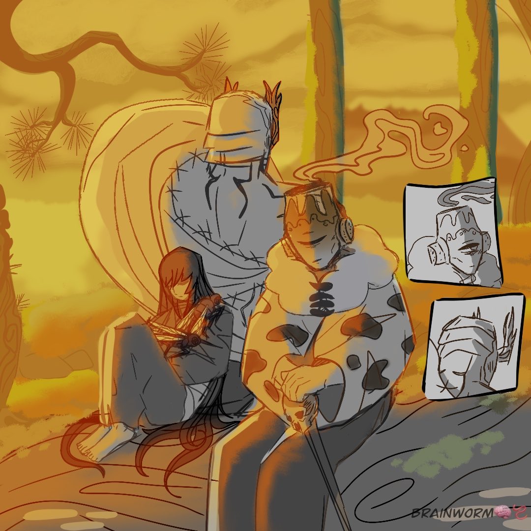 fourteenturtles's tweet image. Day 2 doodle💛
Jogo always sits downwind so the smoke doesn’t irritate Hanami
#disastercursesweek2025 #jogo #hanami #morimotorei