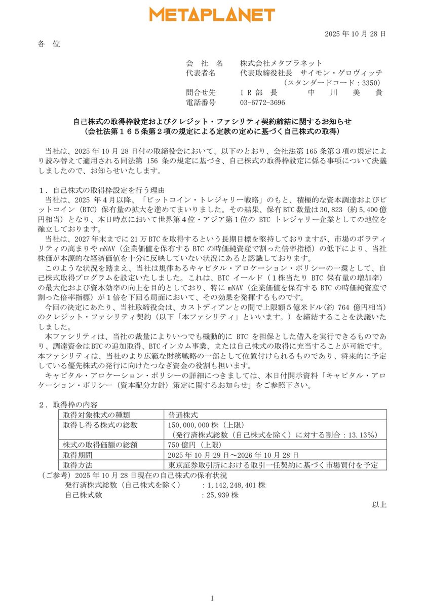 Metaplanet Inc. (@Metaplanet_JP) / Posts / X