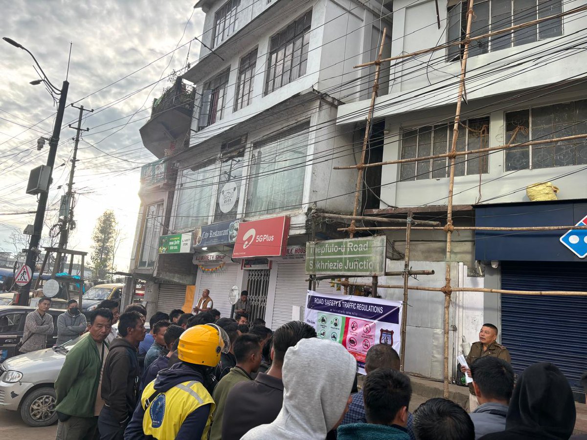 Kohima Police conducted a Road Safety Awareness drive at PHQ Point &amp; High School Jn. We engaged with drivers of two-wheeler taxis, local taxis &amp; city buses on key rules &amp; dangers of speeding/drunken driving. Gratitude to all participants! Let's pledge to #DriveSafe. #KohimaPolice