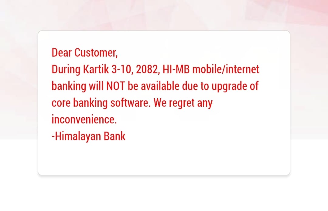 bisunkep's tweet photo. @himalayanbanknp   aren't you supposed to be back today? Or let us know which time Zone you mean https://t.co/20kEg0CV9z