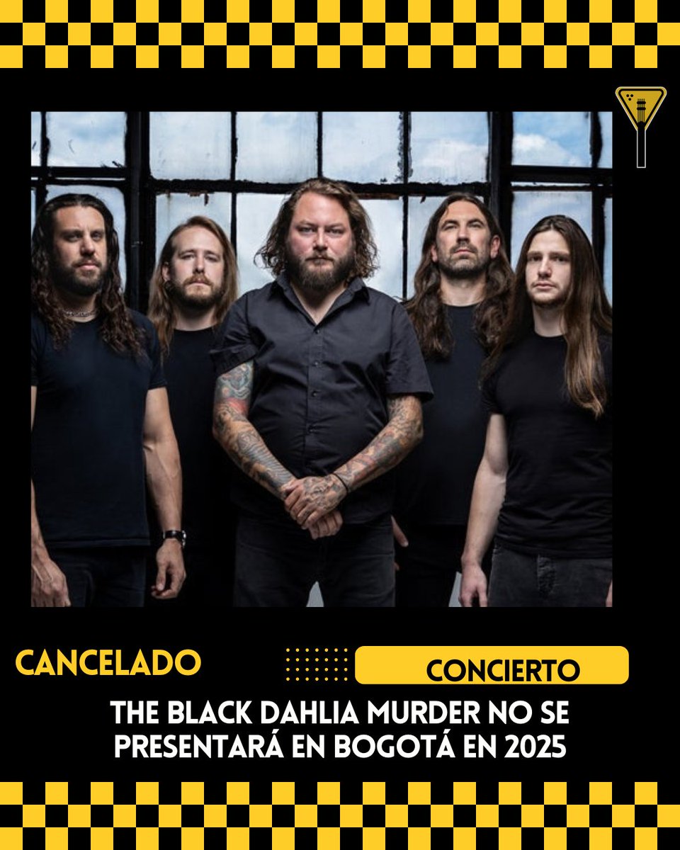La banda estadounidense de death metal melódico había aplazado su show en Bogotá programado para febrero pasado. Ahora The Black Dahlia Murder anuncia que no tocará en diciembre próximo.

Mayor información - autopistarock.com/the-black-dahl…

#theblackdahliamurder #cancelado #concierto