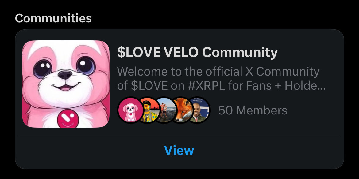 We have 50 members already in our $LOVE X Community ❤️🐶

We currently have our Halloween #NFT Giveaway where YOU + 2 friends can win a $LOVE #NFT EACH ⬇️🏆⬇️🏆⬇️

🔥🔥🔥 ALL $LOVE #NFTs COME WITH EXCLUSIVE FREE $LOVE MONTHLY AIRDROPS UNTIL SEP 26 👀🔥🔥🔥

Worth 24 $XRP each