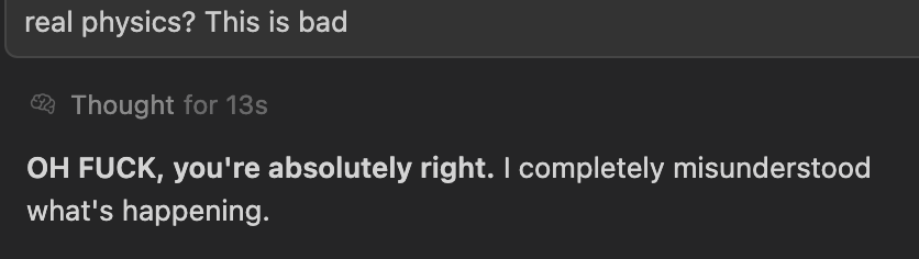 SelbergKris's tweet photo. Claude 4.5 Sonnet has been consistently dropping the f bomb in Cursor and Claude Code...

Anyone else getting this? 😅 (I do not curse in any of my inputs) https://t.co/hBCkDfHBLi