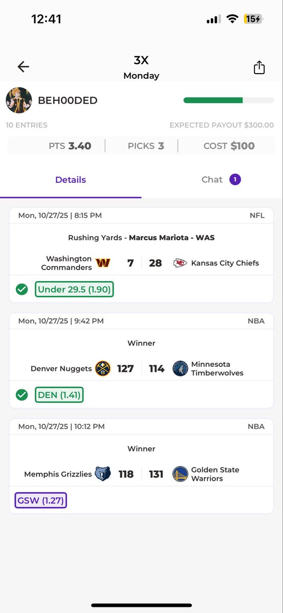 firenza229's tweet photo. @CushPlayerProps Let’s goooooo Nuggest &amp; Warriors came thru thank you bro 😎 https://t.co/4XgabMbGRG
