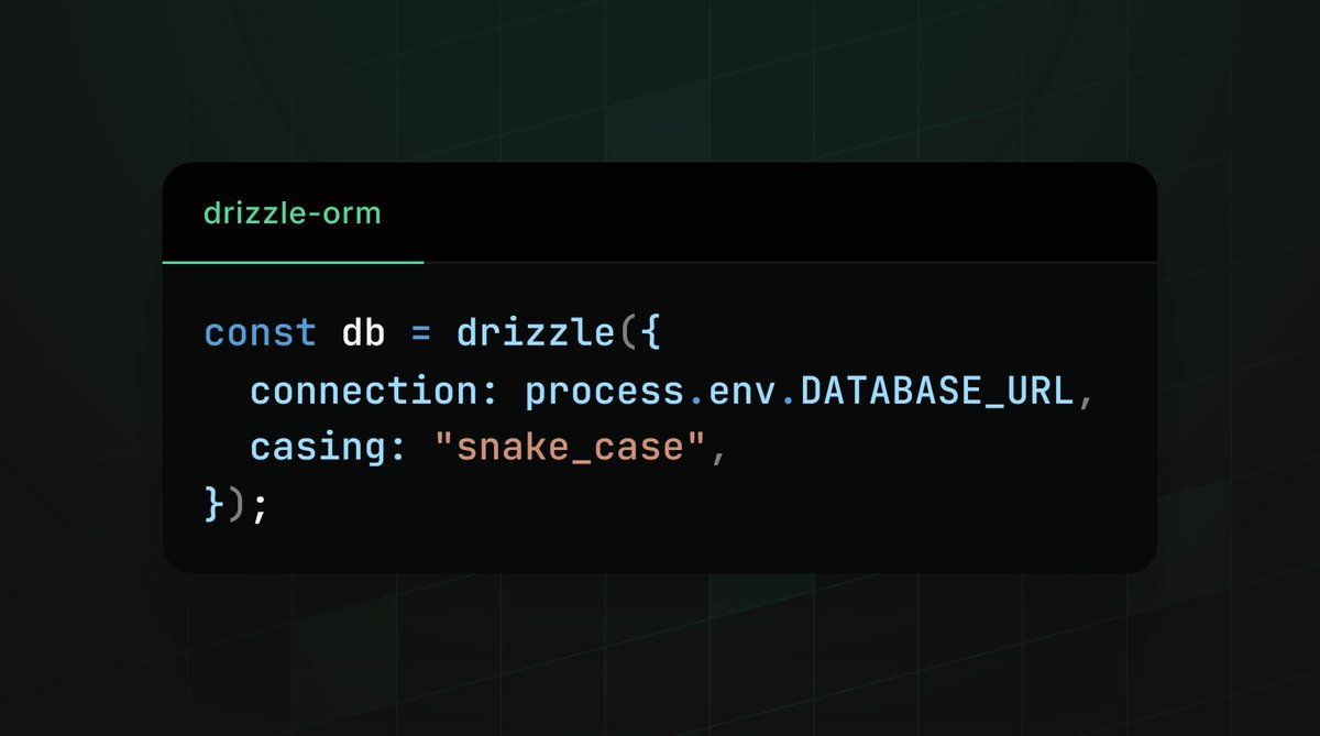Drizzle ORM’s casing option saves you from manually mapping column names!

- One line, cleaner code, consistent schema.