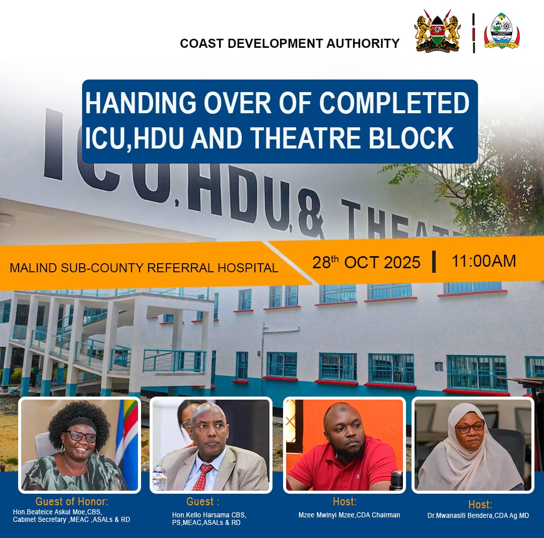Construction of ICU, HDU and Theater Block Completed at Malindi Sub -county Referral Hospital.

CDA   continues to implement impactful projects that enhance essential services in the Coast Region and across Kenya. In the healthcare sector, through the MISHDP-II Program, CDA has