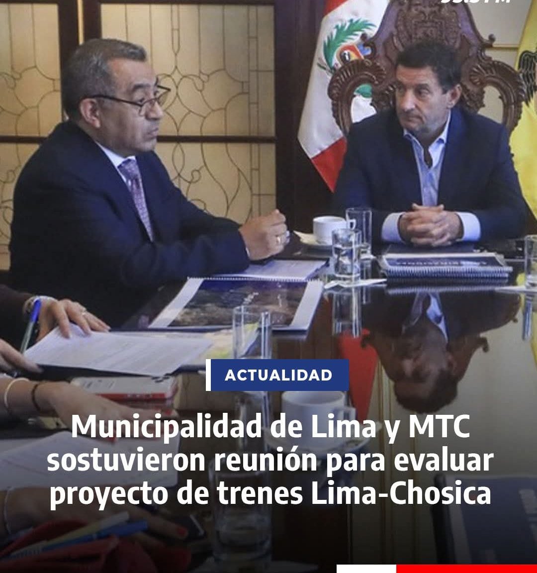 ✔️Municipalidad de Lima y MTC sostuvieron reunión para evaluar proyecto de trenes Lima-Chosica.

<a href="/josejeriore/">José Jerí</a> Lima y Callao esperan la puesta en marcha del Tren.

#SiSePuede 🚝