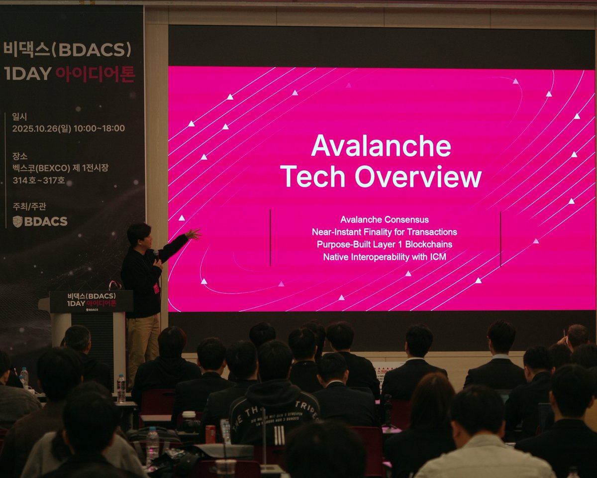 BDACSKorea's tweet image. ✨Highlights from the BDACS 1DAY IDEATHON in Busan

@BDACSKorea successfully hosted the 1DAY IDEATHON on October 26 at BEXCO, Busan, bringing together over 200 developers, students, and blockchain innovators for a full day of collaboration and creative exploration.

Held under…