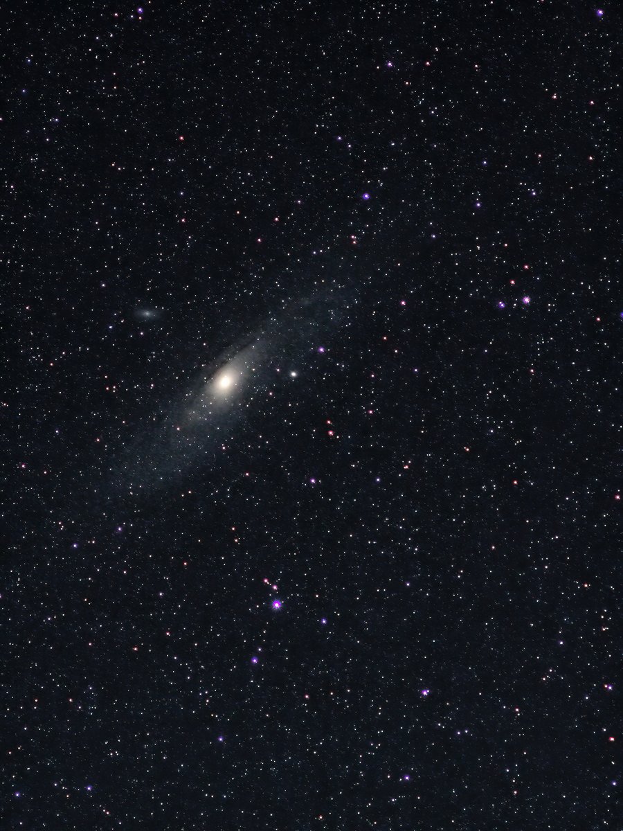 OMD_EM10MKii's tweet image. レモン彗星撮影後、そのままの撮影セットでアンドロメダ銀河（M31）を撮ってみた
構図も処理もメチャクチャだけど天体望遠鏡ではなくて望遠レンズでどんな感じに撮れるか試してみたかったんだ～(ノートリミング、レモン彗星写真もノートリミング)
OM-D E-M10mk2 + Nikkor200mm/F4
