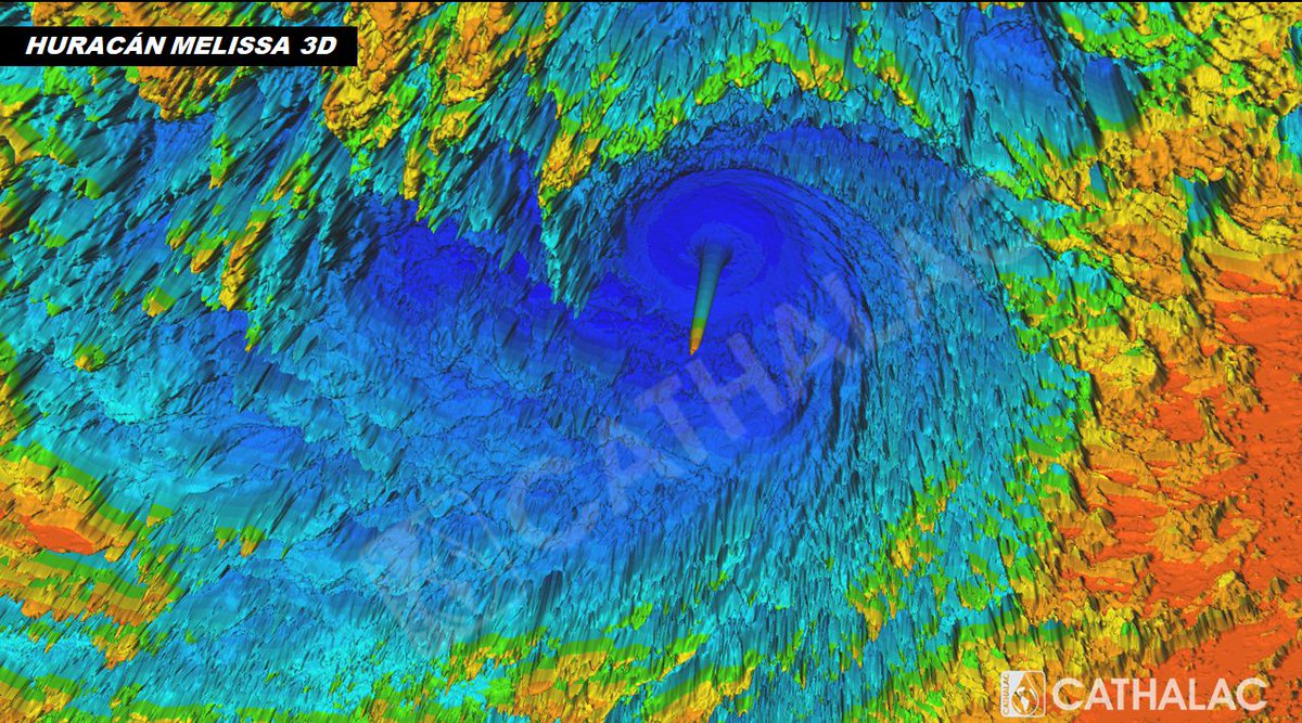 servir_cathalac's tweet image. Huracán Melissa se observa en alta resolución mediante los sensores del satélite GOES-19.
Las imágenes del instrumento ABI permiten visualizar en tres dimensiones (3D) la estructura completa del sistema, desde la base de las nubes hasta los topes más fríos, donde la convección…