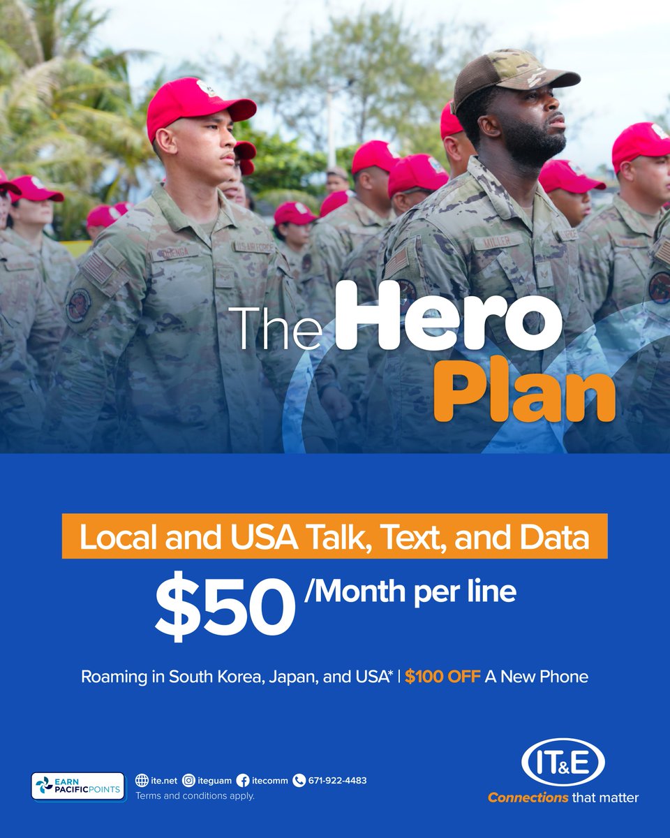 For the Heroes Who Keep Us Connected

Get local &amp; U.S. talk, text, and data for just $50/month per line! Enjoy unlimited roaming in South Korea, 5 days of roaming data in Japan &amp; the U.S., plus $100 off a new phone with a Device Payment Plan.

T&amp;Cs Apply.