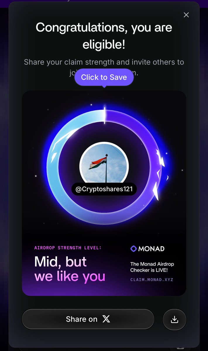 Best morning of my life 💜

Thanks <a href="/monad/">Monad</a> for upgrading my tier 

Go recheck your tier now on claim.monad.xyz 🤩