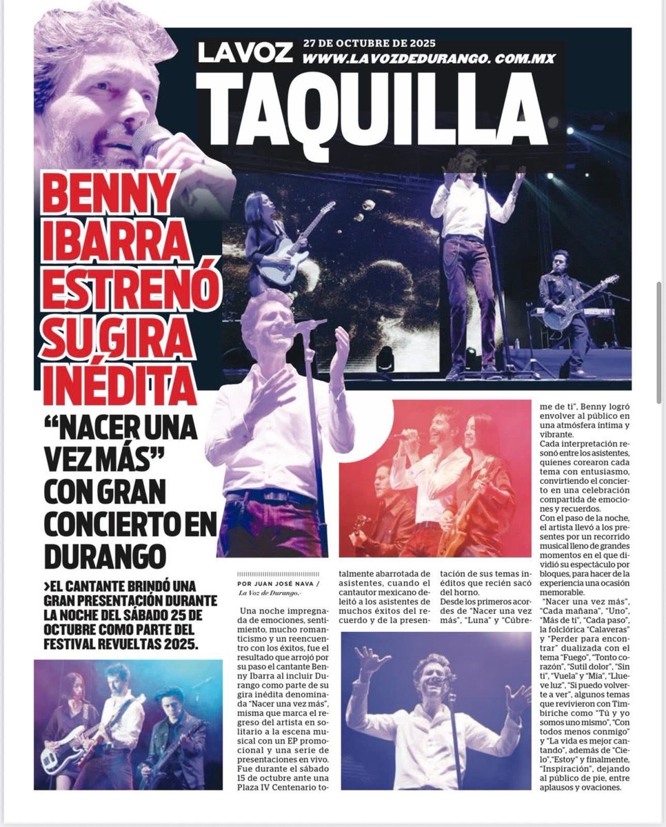 🙌🏻<a href="/bennyibarra/">Benny Ibarra De Llano</a> 💙✨🎼👏🏻 :).

DURANGO. Festival Revueltas. 
Plaza Centenario.
25/Octubre/2025.
