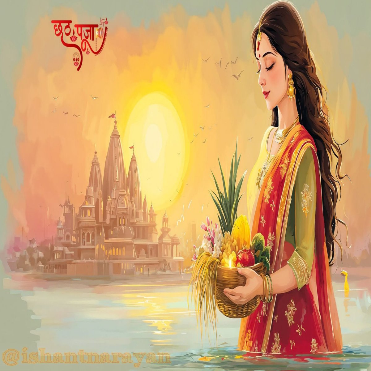 ishant_narayan's tweet photo. #ChhathPuja “Chhath Maiya ke aashirwad se har ghar mein sukh, shanti aur samriddhi aaye 🌞🙏” https://t.co/mopImwLHlA