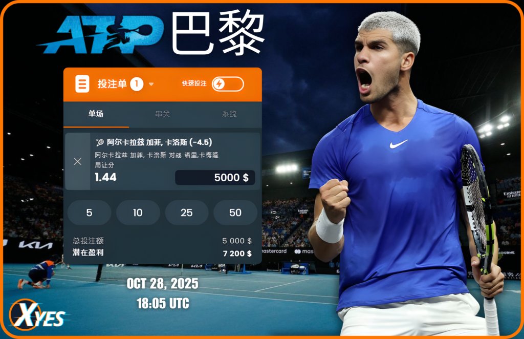 XYesofficialZH's tweet photo. ATP 巴黎對決

阿卡拉斯 vs 諾里
誰將挺進下一輪？🔥

#ATParis #網球精彩 https://t.co/7VvFxv3iUQ