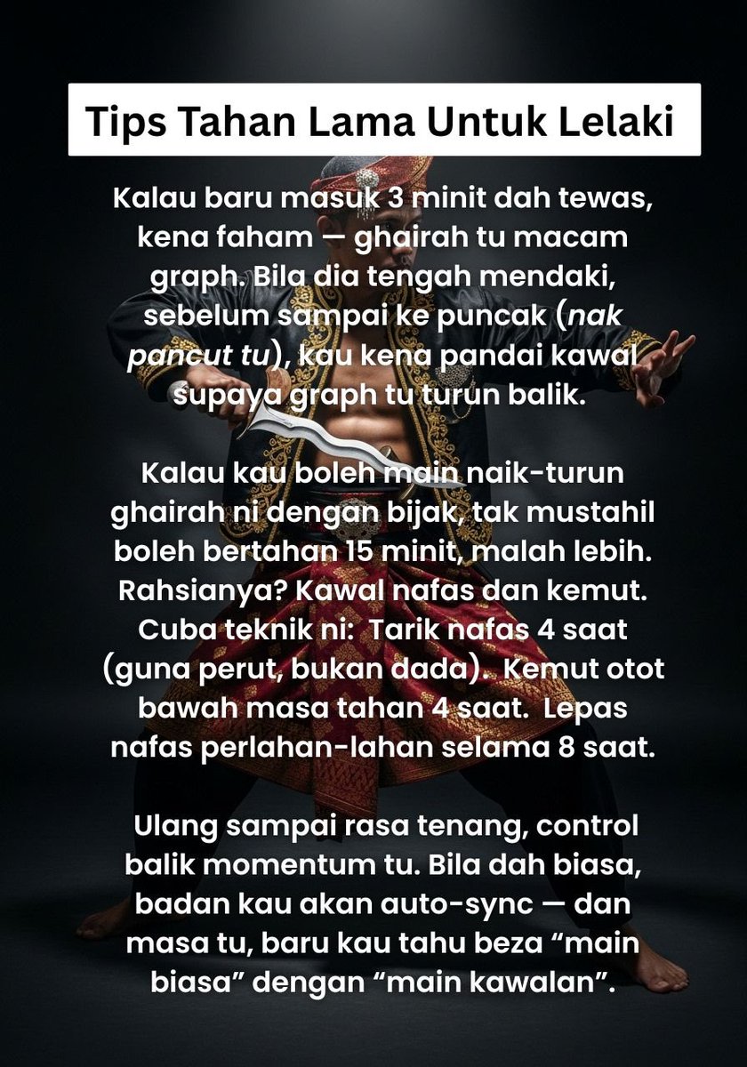 Tuanrajaharimau's tweet photo. Tip tahan lama lelaki https://t.co/dDiuzg5FWi