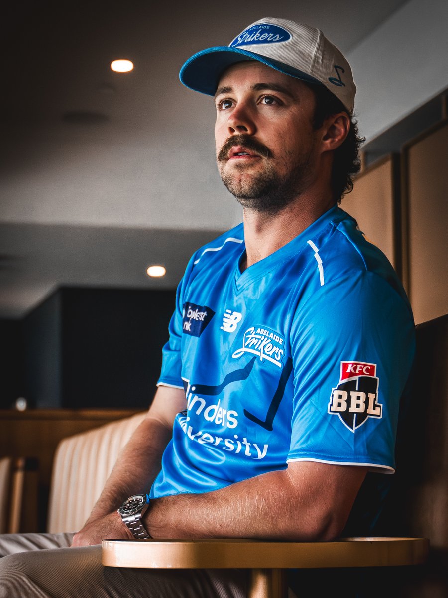 StrikersBBL's tweet photo. Our man Trav might have a future in modelling 👀

Heady looking the goods in our new Adelaide Strikers kit after signing on for another year.

Grab our new merchandise here: https://t.co/IQ8c7qkz5G https://t.co/YDdp4nUTBq