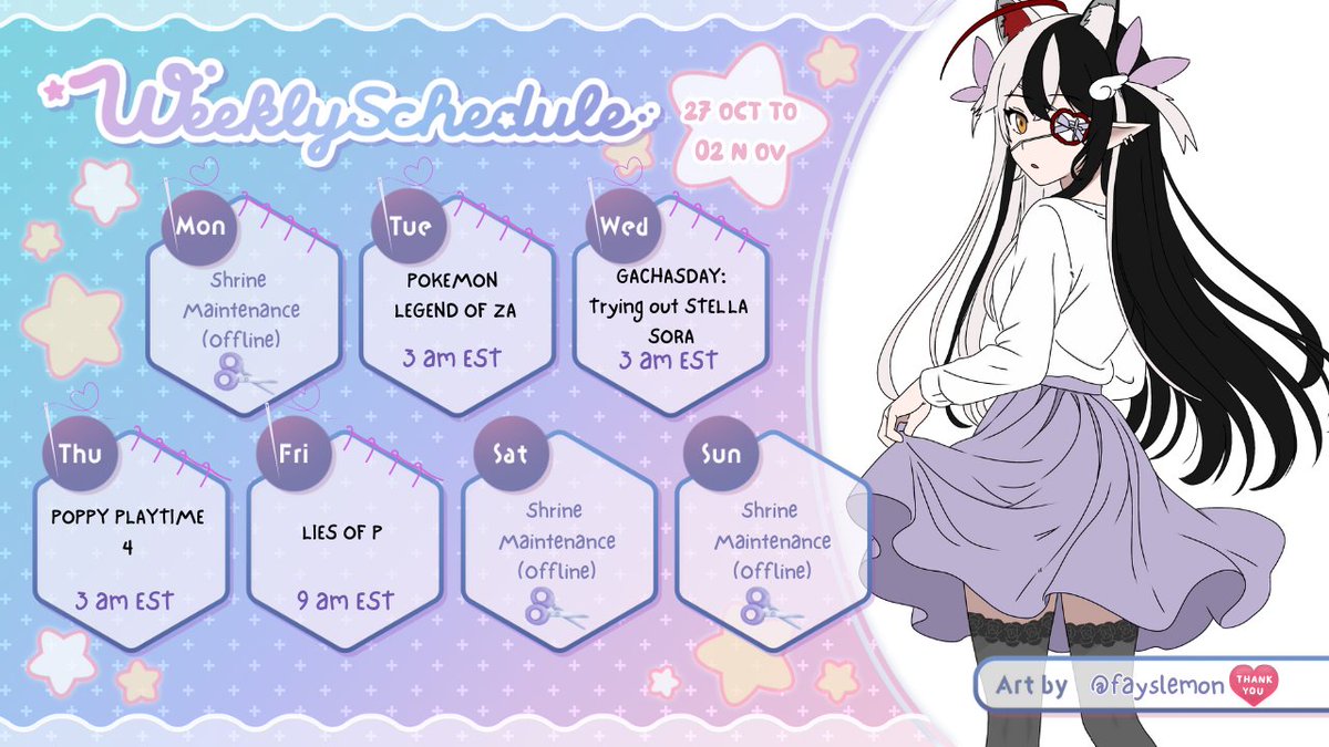 🥀[27TH OCT - 2ND NOV STREAM SCHEDULE] 🥀

🎨 by @.FaysLemon