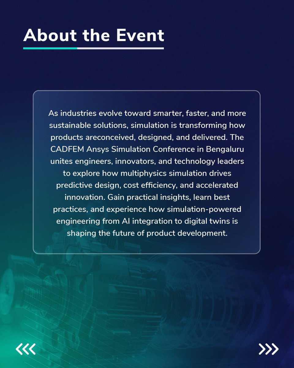 cadfem_in's tweet image. 𝐉𝐮𝐬𝐭 𝟏 𝐖𝐞𝐞𝐤 𝐭𝐨 𝐆𝐨, 𝐁𝐞𝐧𝐠𝐚𝐥𝐮𝐫𝐮!

Get ready for the 4th CADFEM Ansys Simulation Conference 2025 — where innovation meets engineering excellence.

 Save your spot now: resources.cadfem.ai/4th-cadfem-ans…

#CADFEMIndia #Ansys #SimulationConference #EngineeringInnovation