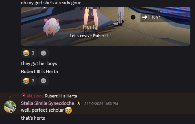 Lalodyslore's tweet photo. @synonyms26 hey wait a minute I FORGOT we guessed Herta was Rubert III last year 🤣🤣🤣 https://t.co/Nh7lYUWYih