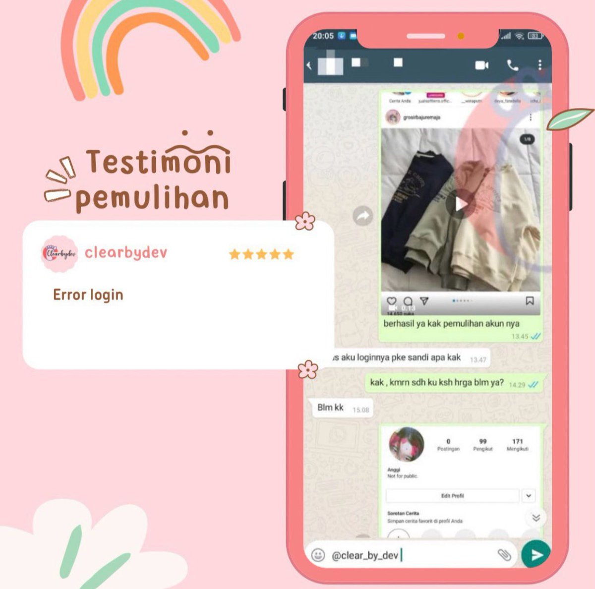 clearbydevv's tweet image. OPEN GUYS JASA HACK,PULIHKAN AKUN&RECOVERY AKUN✅
📛AKUN LUPA PASWORD/KE HACK
📛JASA SADAP WA
📛JASA HAPUS AKUN
📛JASA LACAK LOKASI,PEMULIHAN AKUN INSTAGRAM,TIKTOK,EMAIL DLL
 
wa.me/6285719665945