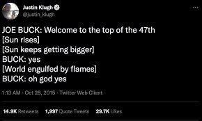 superjanna's tweet photo. The Joe Buck tweet is exactly 10 years (and now 7 minutes) old https://t.co/HBGpl6Kvm7