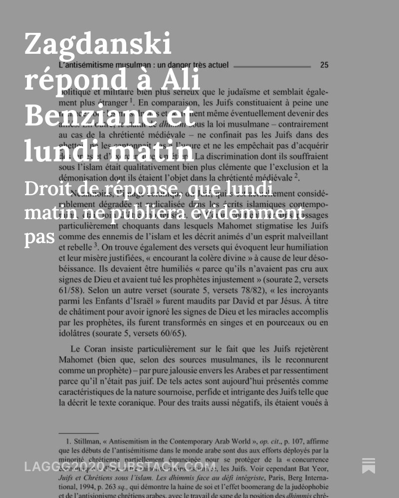 SZagdanski's tweet image. Zagdanski répond à Ali Benziane et lundi matin, by @SZagdanski open.substack.com/pub/laggg2020/…