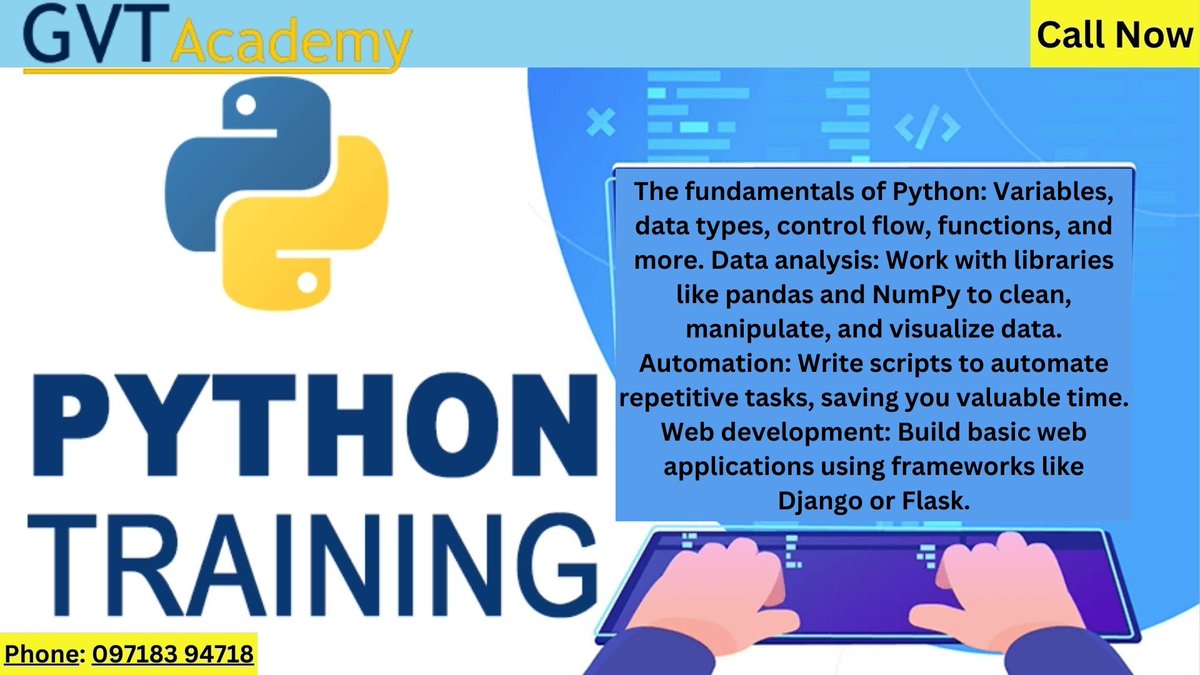 GVTAcademy's tweet image. linkedin.com/posts/gvt-acad…
#pythontraining #learntocode #codingforbeginners #pythonprogramming #techskills #programmingcourse #datascience #webdevelopment #gvtacademynoida #careerboost #automation #gvtacademypythontraining