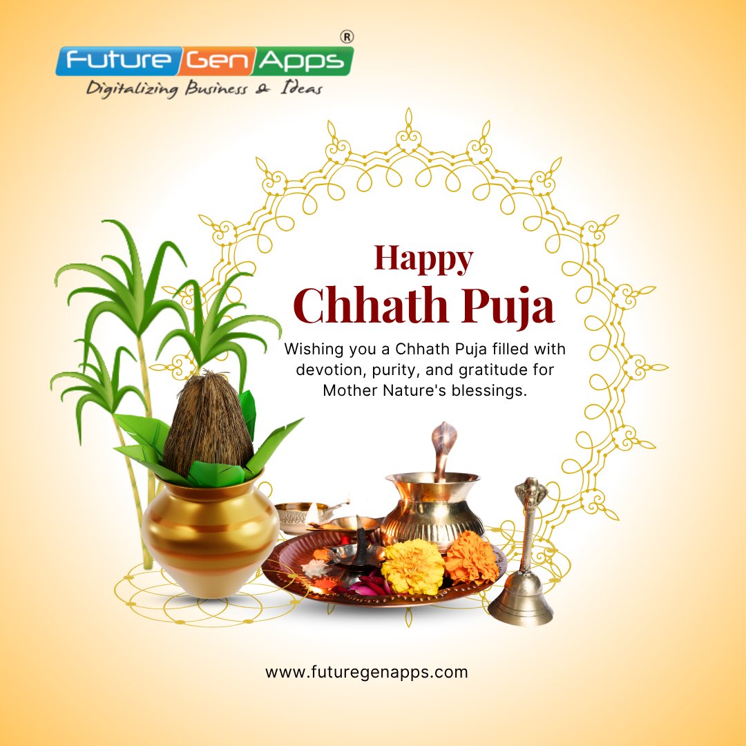 futuregenapps's tweet image. 🌞 Wishing you all a blessed #ChhathPuja!
May the Sun God bring peace, prosperity &amp;amp; success in your life.

💛 Greetings from Team FutureGenApps® — let’s shine together!

#FutureGenApps #FestivalVibes #DigitalIndia #ChhathPuja2025