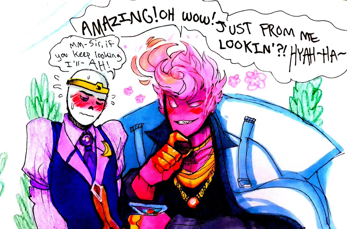 🍸🔥🍷Pink Fire Drink🍷🔥🍸 

This passive Night is a bartender for a strange version of fell Grillby. Night has a massive crush on his boss and gets aroused just by being looked at.