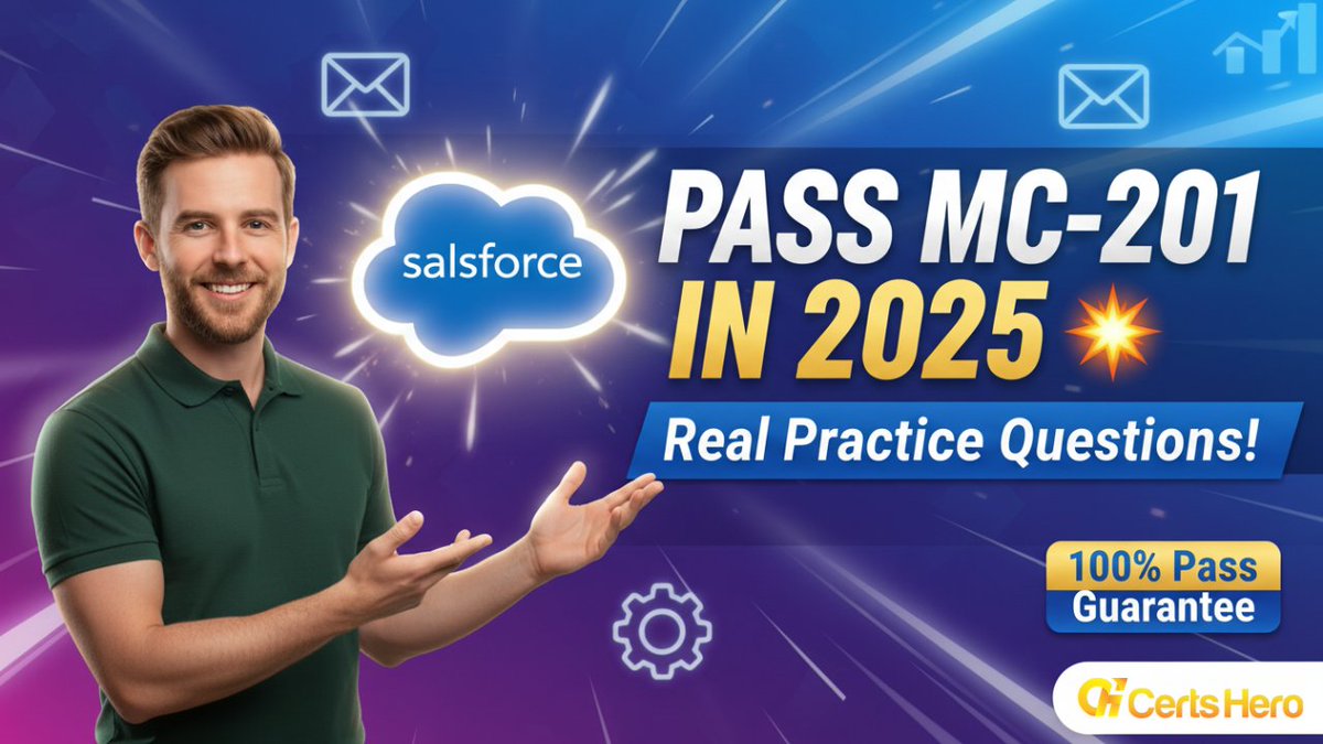 james_shawns's tweet image. Salesforce MC-201 Practice Test 2025 | Learn, Practice &amp;amp; Pass Fast
Watch this in-depth Practice Test 2025 video &amp;amp; learn how to master Engagement Studio, Automation Rules &amp;amp; Lead Assignment explained! 
Watch now:  youtu.be/2P6Gw7JycJE?si…
#SalesforceCertification #MC201exam