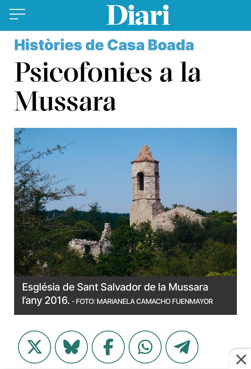 eduardboada's tweet image. “Era l’època en què s’havien popularitzat els radiocassets i alguns jóvens hi feien cap amb l’interès d’intentar captar psicofonies, amb veus d’ultratomba.”
Psicofonies a La Mussaraa
#HistòriesdeCasaBoada
 @diaridtarragona 
 #Mussara #LaMussara #Tarragona
diaridetarragona.com/tarragona/hist…