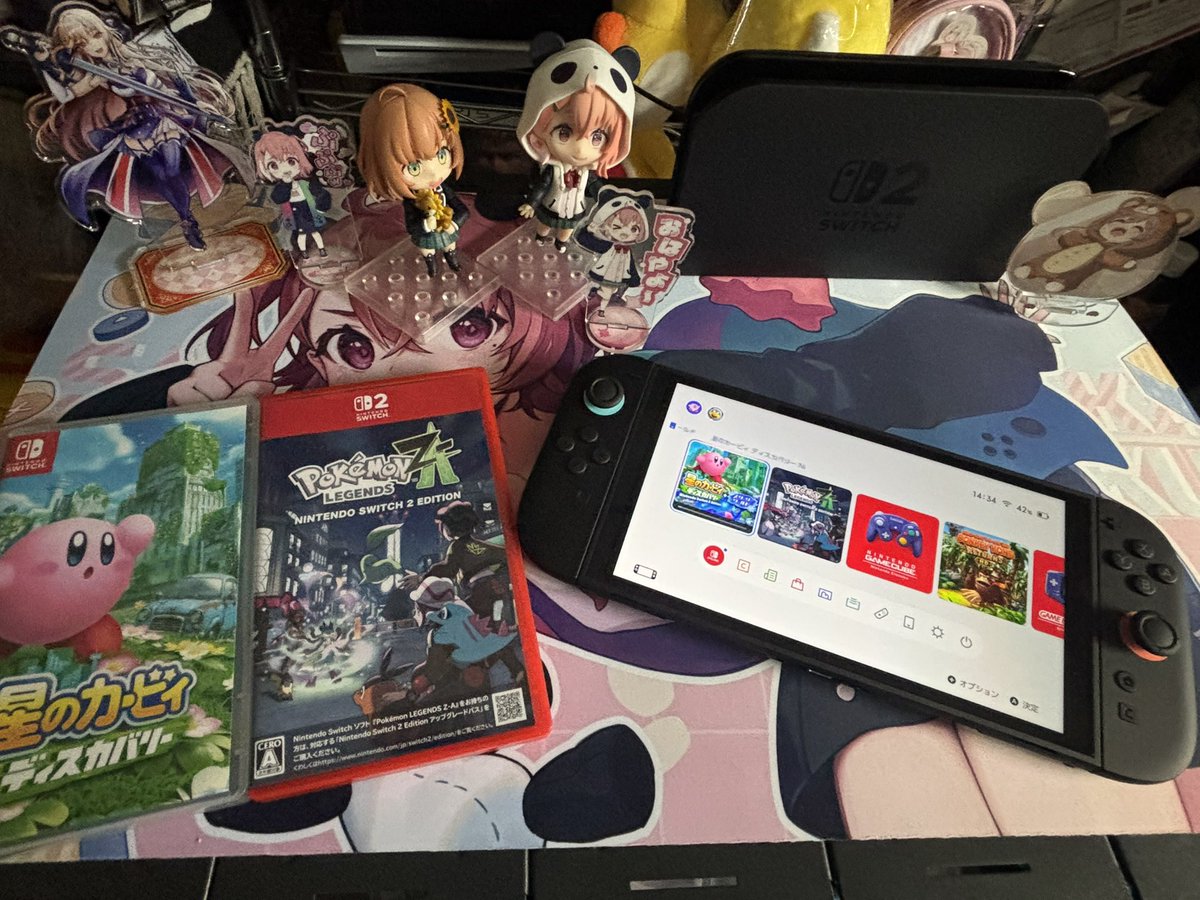 Switch2用の卓上はずっと眠らせてた咲ちゃんのプレイマットでいいかなってなった☺️🎋

かびちゃディスカバ追加コンテンツ、ポケモン、ゲームキューブを遊んでくぞー