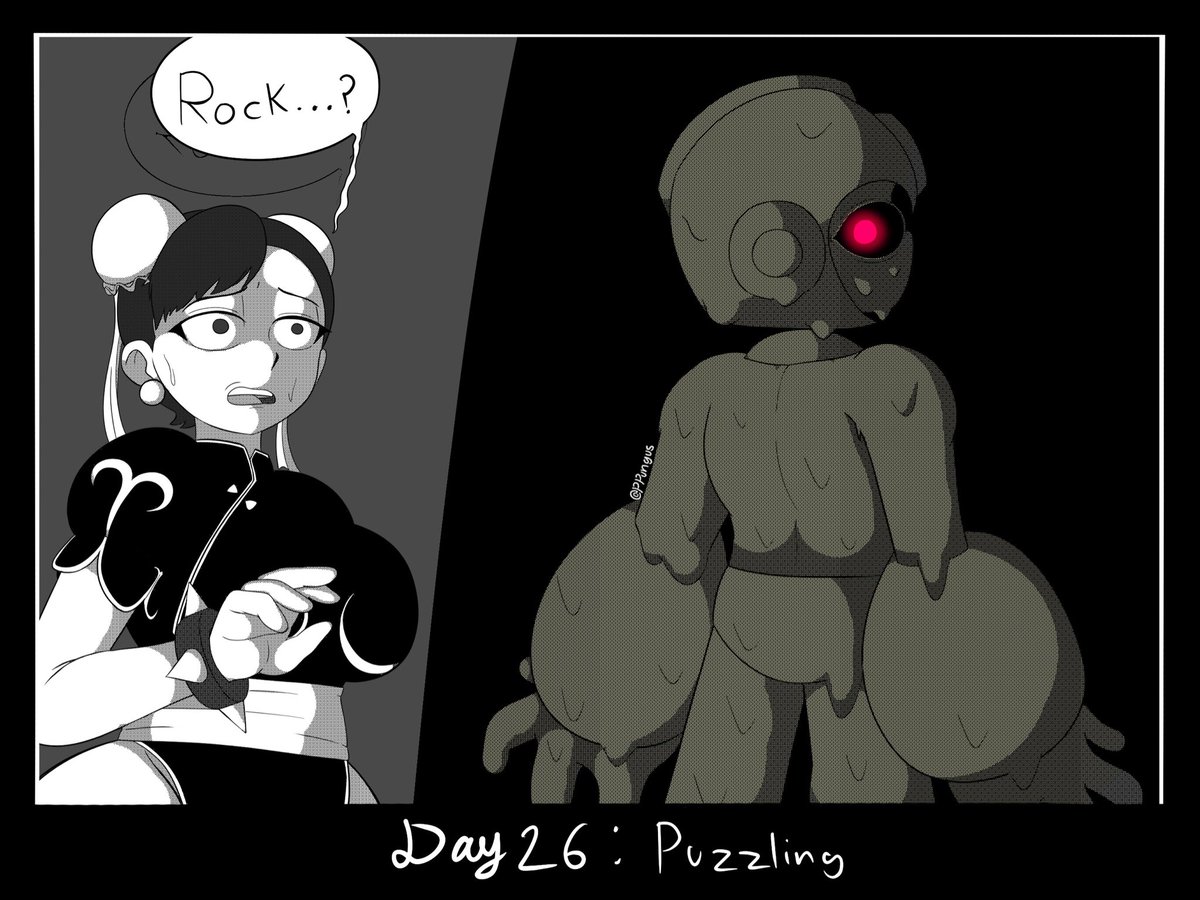 PPungus's tweet photo. Mega-Inktober #day26 : #puzzling 

The Devil in Disguise 

#inktober #megaman #capcom #digitalart #blackandwhite #yellowdevil #chunli #megaman #rockman #horror https://t.co/wJWLxv3vQY