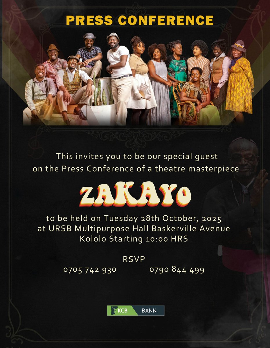 kasulerobert17's tweet photo. It's Happening today at URSB Multipurpose Hall, Kololo
Lets talk theatre here🎭🎭🎭
#ZAKAYO https://t.co/oaZFMkd39n