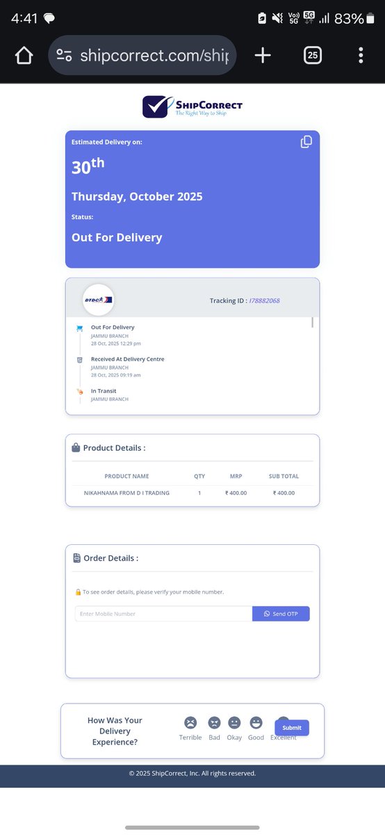 DidarulMaz's tweet photo. Awb number I78882068, already shipment is delayed,  arrange delivery asap.  Don't make fake updates Please @dtdc https://t.co/KVDbZmhIVM
