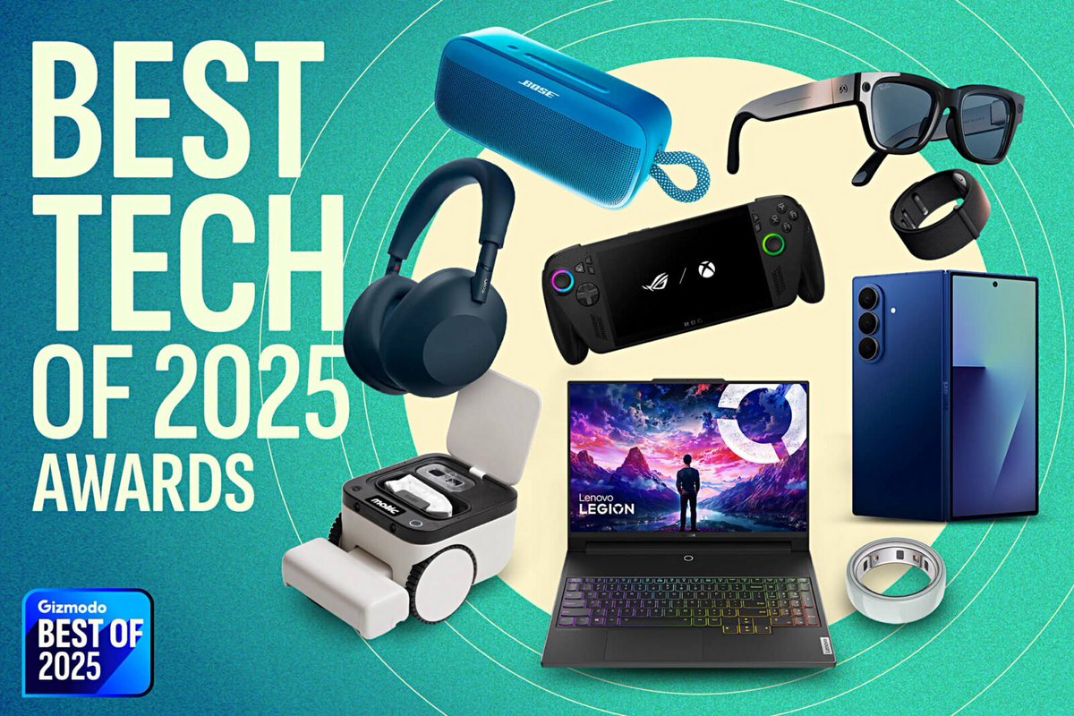 Gizmodo's tweet image. 🏆 Gizmodo's Best Tech of 2025 Awards: Our Favorite Phones, Laptops, Gaming Gear, and More.
Discover all the winners here 👉🏻 gizmodo.com/gizmodo-best-t…