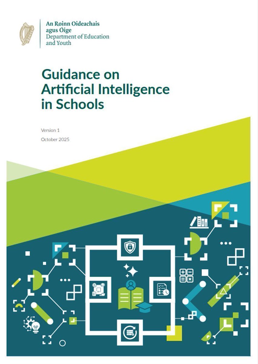 Guidance on Artificial Intelligence in Schools, designed to support teachers and school leaders in their planning for the potential use of AI in teaching and learning, was released last week. 
assets.gov.ie/static/documen…
