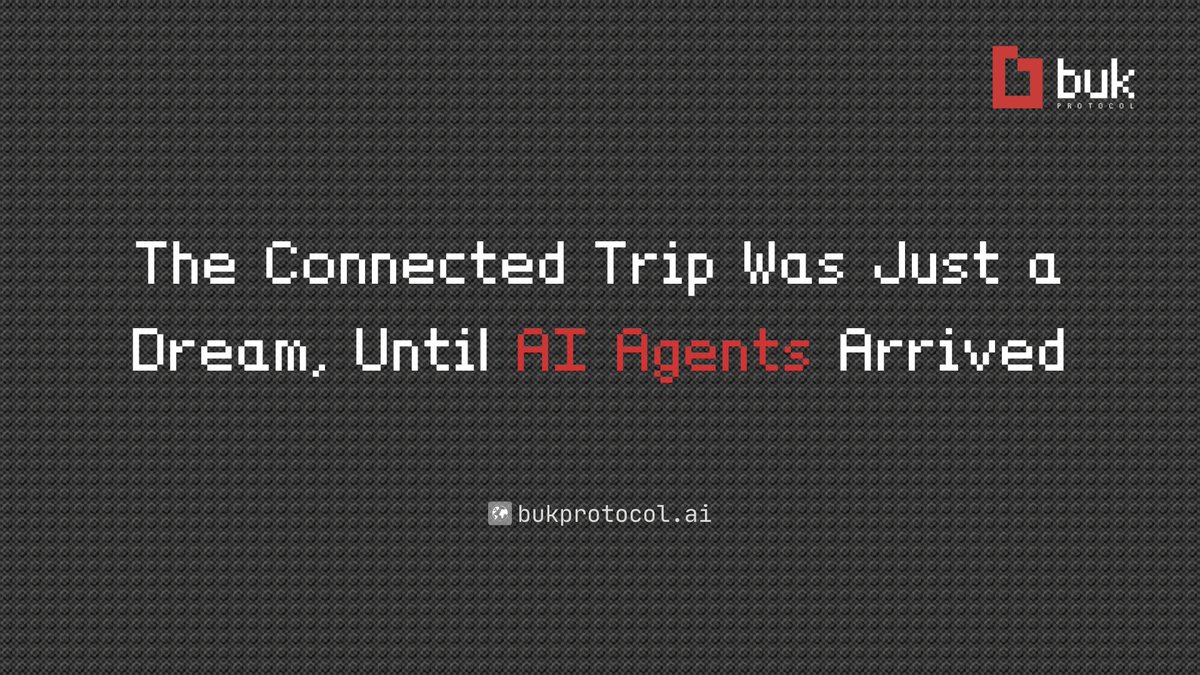 BukProtocol's tweet image. For over a decade, the &quot;Connected Trip&quot; has been the holy grail of travel tech - a seamless, proactive journey where every element works in harmony. It&apos;s a promise we&apos;ve talked about endlessly but have never truly delivered.

Until now. The Travel AI Agents are about to make it a…