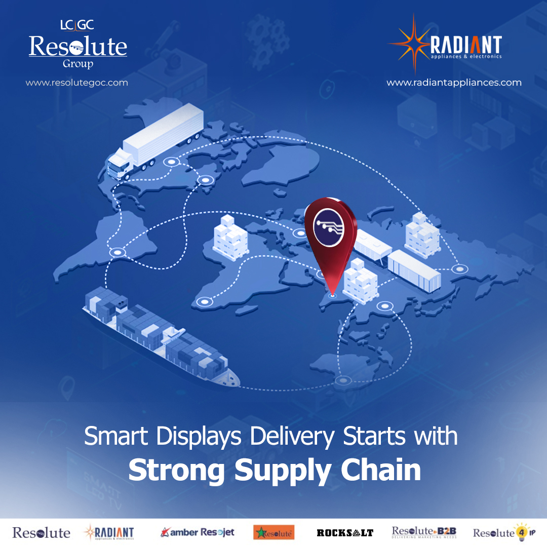 Behind every smart display is a smarter #supplychain.
At Radiant Appliances, we engineer efficiency from sourcing to assembly - powering global brands with #speed, #precision &amp; #scalability.

#RadiantAppliances #ResoluteGroup #SmartDisplays #EMS #MakeInIndia #InnovationInMotion