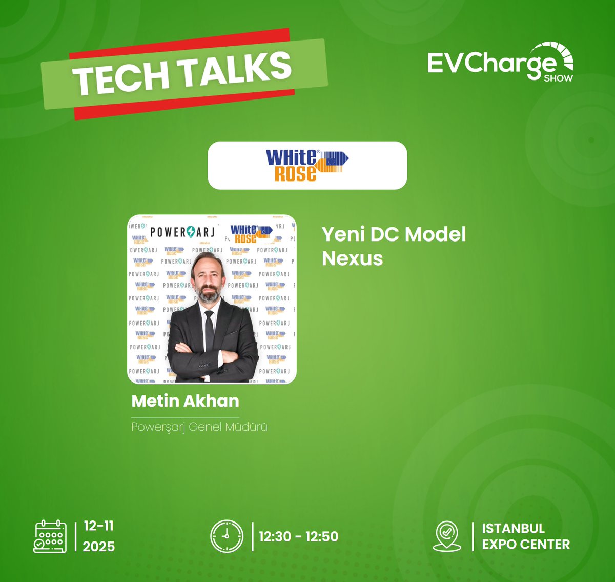 EVChargeShow's tweet image. 📌 Talks Corner sunumlarını kaçırmayın!

💚  Tech Talks Corner: İnovatif teknolojiler geliştiren firmaların sunumlarıyla teknik bilginizi bir üst seviyeye taşıyın.

WHITE ROSE, güçlü AR-GE’si ve 173 noktadaki hizmet ağıyla otomasyon teknolojilerinde Türkiye’den dünyaya uzanan…