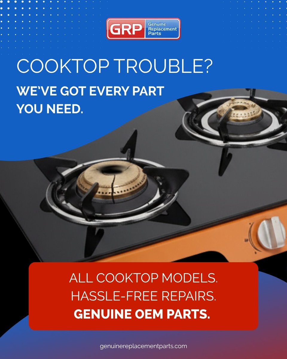 FixWithGRP's tweet image. Cooktop giving you trouble?
We’ve got every genuine OEM part to get it running like new again.
Shop now for hassle-free repairs!

👉 genuinereplacementparts.com

#CooktopRepair #ApplianceParts #KitchenFix #GRP #GenuineReplacementParts #OEMParts #HomeAppliances #KitchenRepair