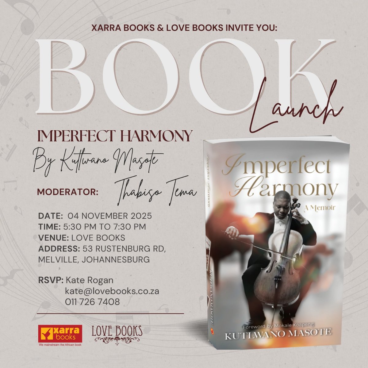 Book launch loading! Imperfect Harmony by the remarkable Kutlwano Masote. It's his memoir. You can also catch his classical music programme on <a href="/SAfmRadio/">SAfmRadio 📻</a> on Saturdays and Sundays. See you there!