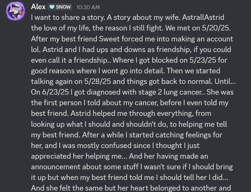 Alex_Amore_'s tweet photo. I want to share a story. A story about my wife @AstrallAstrid ❤️❤️❤️❤️
I'm so thankful for her and my best friend @SweetxSparklesx, thank you for introducing me to the love of my life. https://t.co/C3v0W8XEX0