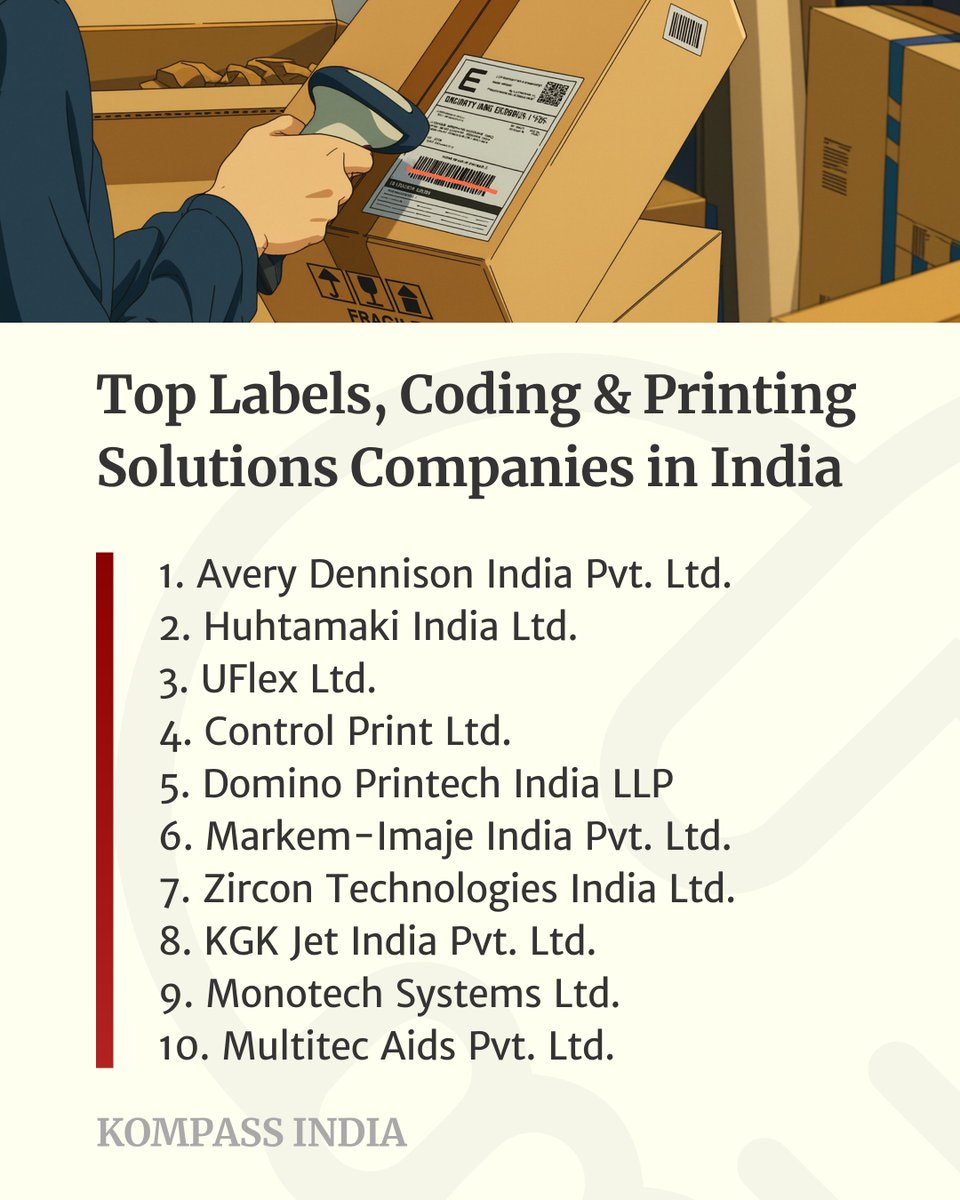 kompass_in's tweet photo. Top 10 Labels, Coding & Printing Solutions Companies in India:
1. Avery Dennison India
2. Huhtamaki India
3. UFlex Ltd.
4. Control Print
5. Domino Printech India LLP
https://t.co/Ud3qUvvjsj
#Kompass #BusinessDirectory #India #LabelsAndPackaging #PrintingSolutions #LabelPrinter https://t.co/1tjij0iCZ4